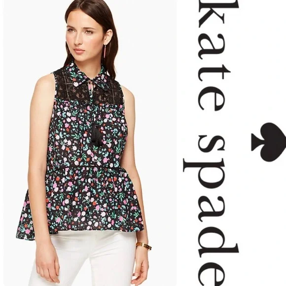NEW Kate Spade Floral Greenhouse Lace Yoke Shirt - Picture 2 of 11